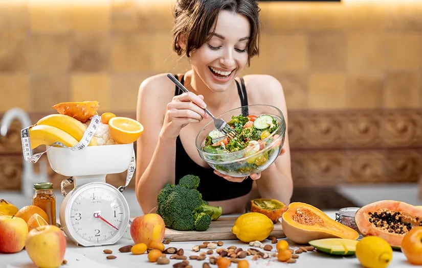 Assorted whole-food ingredients on a wooden surface